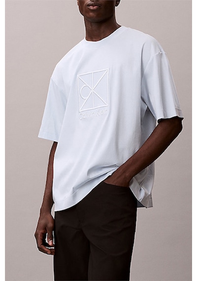 Calvin Klein Ss Rlxd Premium İnte Erkek Bisiklet Yaka T-shirt Mavi