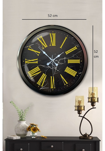 Siyah Mermer Desenli 52 Cm Metal Duvar Saati Diğer