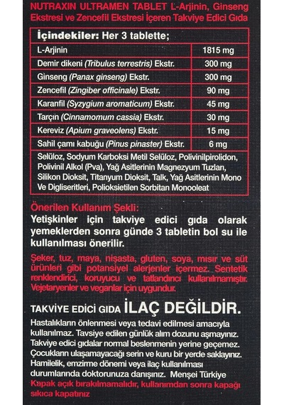 Green Power Ultra Men L-arginine 60 Tablet Takviye Edici Gıda 3 Paketi