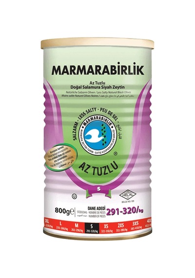4 Adet Marmarabirlik Az Tuzlu Doğal Salamura Siyah Zeytin 800 G