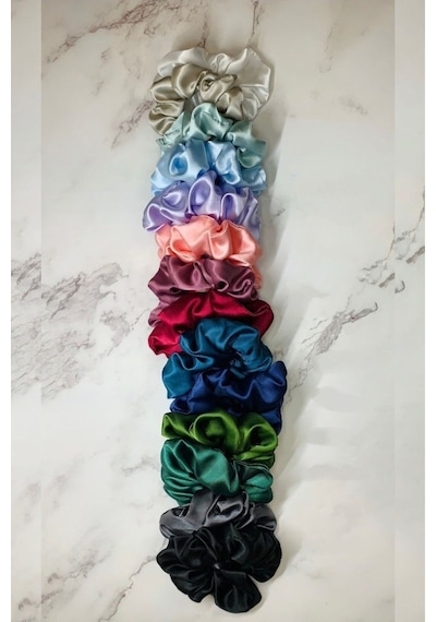 Saten Toka 5 Adet Karışık Renk Saten Simit Toka Scrunchies Karışık Renkli
