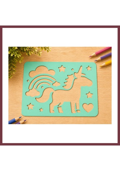 Storeşahin 3d Baskı Unicorn Ve Gökkuşağı Çizim Şablonu - Desen Kalıbı - Mint Shn0720