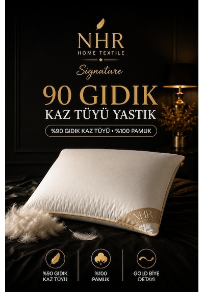 %100 Kaz Tüyü Dolgulu, %90 Gıdık, Uyku Yastığı / 50x70 1000gr