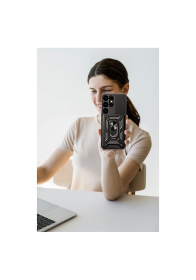Samsung Galaxy  Uyumlu - S26 Ultra Pars Lens Yüzüklü Silikon - Kırmızı
