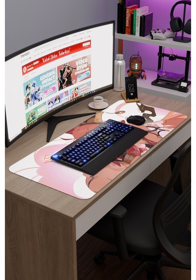 Yanfei Genshin Impact Anime Oyuncu V5 - 90x40 Xxl Gaming Mouse Pad Fare Altlığı
