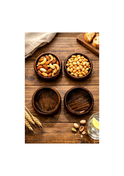 CH woodline Ceviz Ağacı Çerezlik Kase Seti 4 Adet 12 Cm El Yapımı Doğal Ahşap Kase, Masif Ceviz, Kahvaltılık Ve Sunumluk Kase Set - CH woodline Ceviz Ağacı Çerezlik Kase Seti 4 Adet 12 Cm El Yapımı Doğal Ahşap Kase, Masif Ceviz, Kahvaltılık Ve Sunumluk Kase Set -