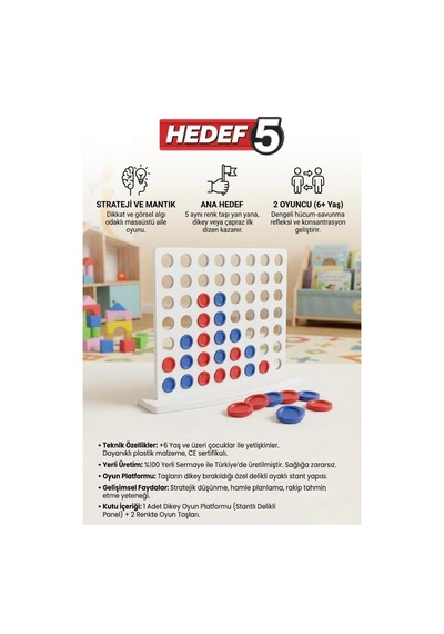 Hedef 5 56 Parçalı 2 Kişilik Mantık Zeka Ve Strateji Geliştiren Eğitici Renkli Aile Kutu Oyunu