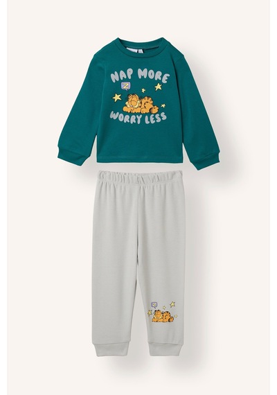 Defacto %100 Pamuk Garfield Lisanslı Baskılı 2li Pijama Takımı Erkek Bebek I2371a526wngn265 Yeşil-gn265