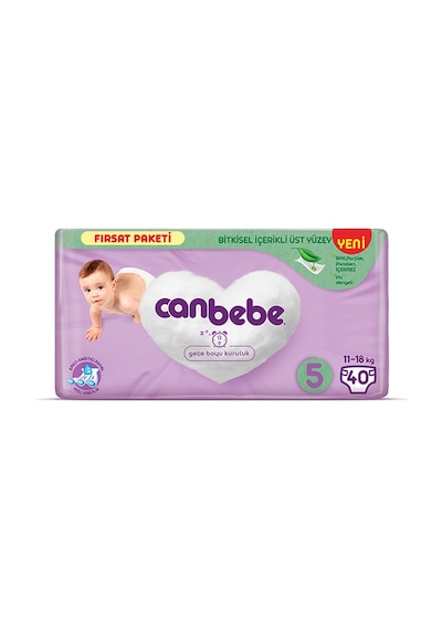 Canbebe Bebek Bezi Fırsat Paketi 5 Beden Junior (11-18 Kg) 40 Adet