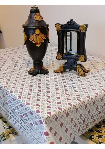 İthal Pvc Muşamba - Desenli Silinebilir Masa Örtüsü 11lace001 Renkli