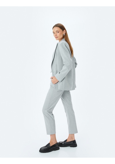 Koton Cepli Slim Fit Yüksek Bel Cigarette Kumaş Pantolon Gri Melanj 5sak40027uw Gri Melanj Koton Cepli Slim Fit Yüksek Bel Cigarette Kumaş Pantolon Gri Melanj 5sak40027uw Gri Melanj