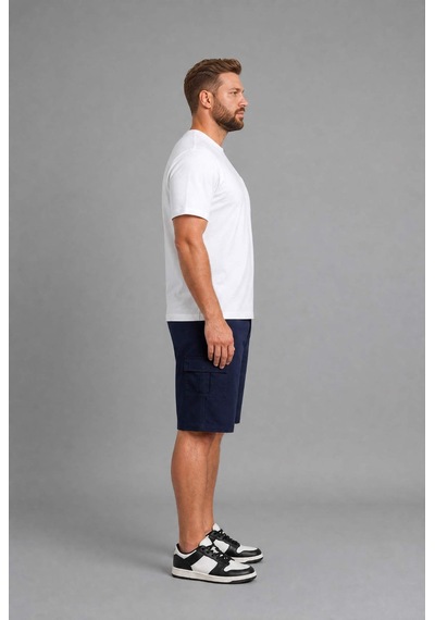 Defacto Relax Fıt Düz Paça Sweatshirt Kumaşı Uzun Şort H2058ax26smnv64 Lacivert-nv64