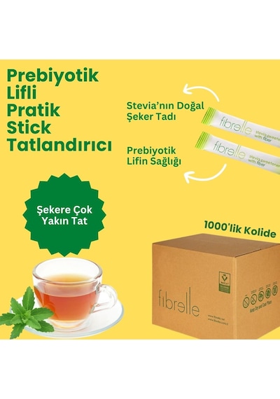 Fibrelle Prebiyotik Lifli Stevia Stick Toz Tatlandırıcı 1000 x 5 G