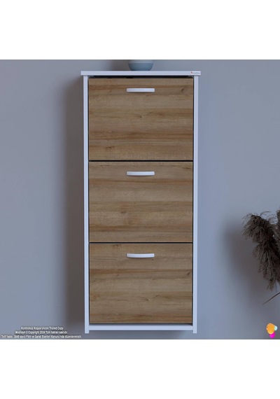 Modilayn West Asma Antre 52 X116x 26 Cm Lik 3 Düşer Kapak 6 Göz Bölmeli Ayakkabılık Meşe - Beyaz Modilayn West Asma Antre 52 X116x 26 Cm Lik 3 Düşer Kapak 6 Göz Bölmeli Ayakkabılık Meşe - Beyaz