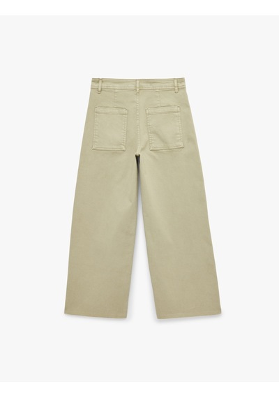 Koton Cepli Rahat Kalıp Kesik Paça Yüksek Bel Jean Pantolon - Culoette Jean Haki 7wal40002mw Koton Cepli Rahat Kalıp Kesik Paça Yüksek Bel Jean Pantolon - Culoette Jean Haki 7wal40002mw