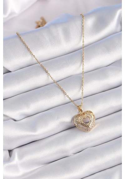 Mey İthalat 316l Çelik Gold Renk Zirkon Taşlı Kalp Model Vintage Kadın Kolye - Özel Seri Meyeb67052246209ef050920d278c altın