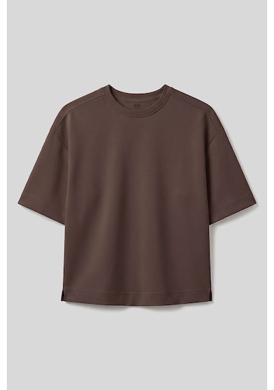 Tommy Life Kahverengi O Yaka Oversize Kısa Kollu Kadın T-shirt - 97316