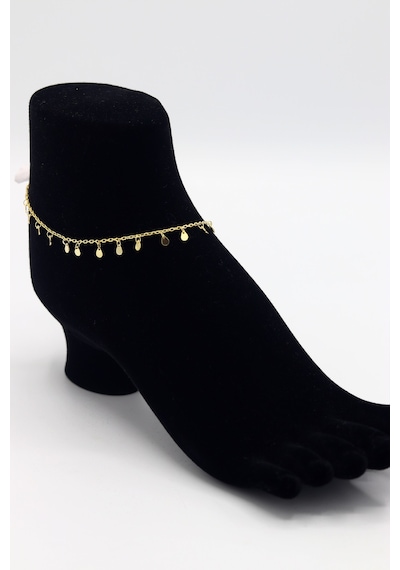 Damla Pullu Model Gold Renk 925 Ayar Gümüş Kadın Halhal 201025735 Altın
