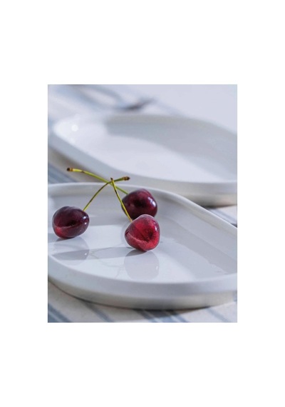 Acar Jea-07404 Rumi 2 Adet Porselen Oval Kayık Sunum Tabak 27 Cm Beyaz