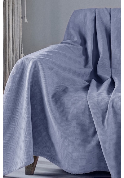 Koltuk Örtüsü %100 Pamuk Yatak Örtüsü Pike 200 X 230 Cm Mavi