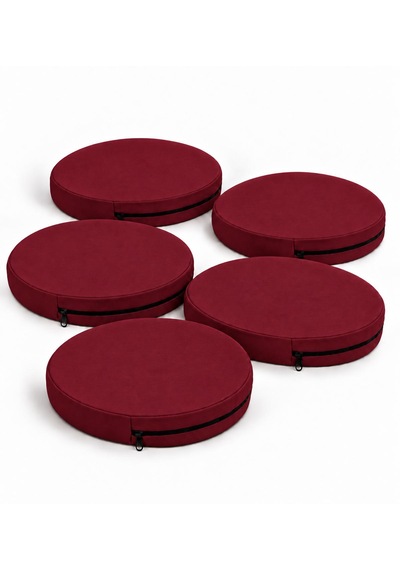 Kreş Minderi Anaokulu Aktivite Minderi, Bahçe, Dekor, Sandalye Minderi 40x40x 5 Cm Yuvarlak Minder 5adet Bordo