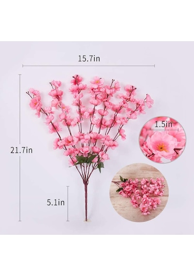 Yapay Çiçek Bahardalı Japon Kiraz Çiçeği 9 Dallı 35Cm Pembe 3 Dem