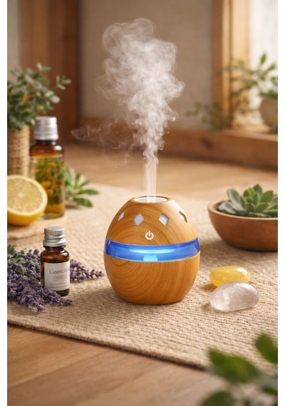 300 Ml Ahşap Tasarımlı Ultrasonik Hava Nemlendirici Aromaterapi Difüzör Rgb Işıklı Sessiz
