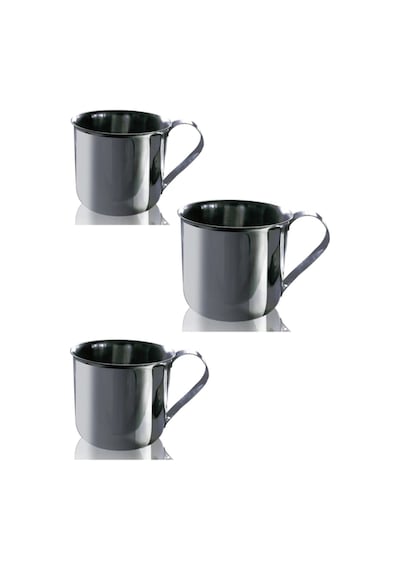 3 Adet Metal Kupa Bardak Piknik Kamp Bardağı Kupası 9 Cm 300 Ml Gümüş