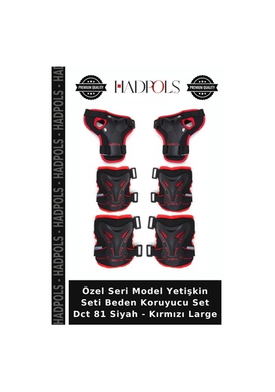 Özel Seri Model Yetişkin Seti Beden Koruyucu Set Dct 81 Siyah - Kırmızı Large