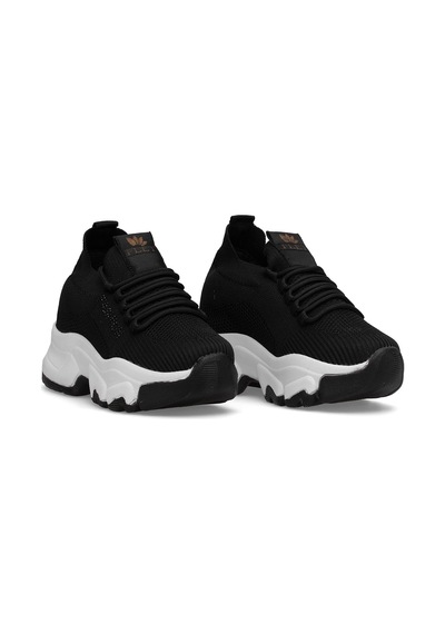 Ayakkabı Fuarı Elit Ysflt343 Kadın Klasik Sneaker Siyah - Beyaz Siyah - Beyaz