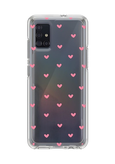 Samsung Galaxy A51 Uyumlu Şeffaf Kılıf Şeffaf Kalp 1 Tasarımlı
