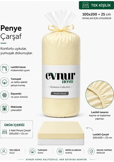 Evnur Tek Kişilik Penye Çarşaf Sari
