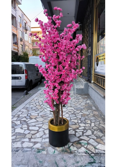 Rüzgar Yapay Çiçekçilik 140 Cm 25x25 Saksıda Pembe Bahardalı Pembe