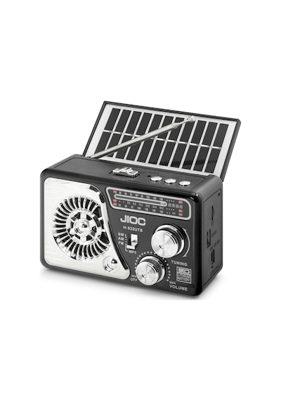 Jıoc H532uts Nostaljik Fm Radyo Usb Tf Solar Şarjlı El Fenerli Kamp Hoparlörü