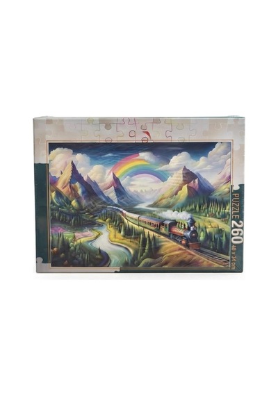 260 Parça Renkli Tren Ve Dağ Manzaralı 48 X 34 Cm Boyutunda Puzzle Keyifli Hobi Deneyimi