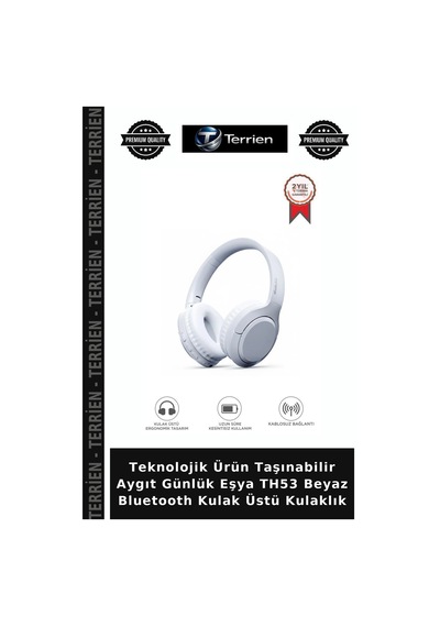 Teknolojik Ürün Taşınabilir Aygıt Günlük Eşya Th53 Beyaz Bluetooth Kulak Üstü Kulaklık