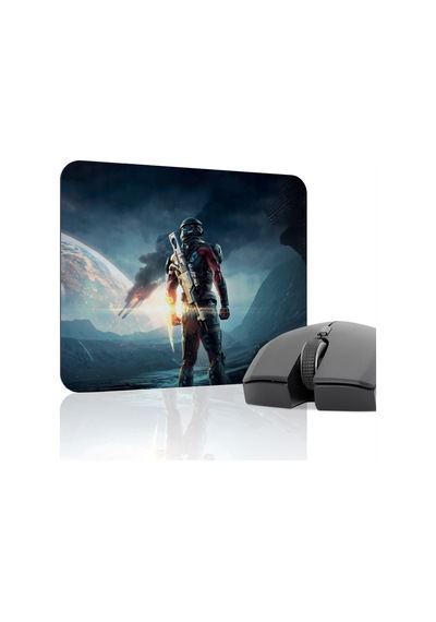 Mass Effect Kaymaz Dikişli Kauçuk Oyuncu Mousepad V3 - 22x18 Gaming Mouse Pad Fare Altlığı