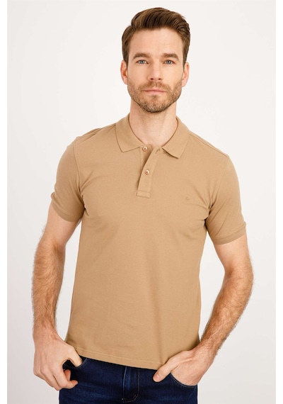 Erkek Vizon Modernfit / Dar Kalıp Polo Yaka Tişört-3965 Vizon