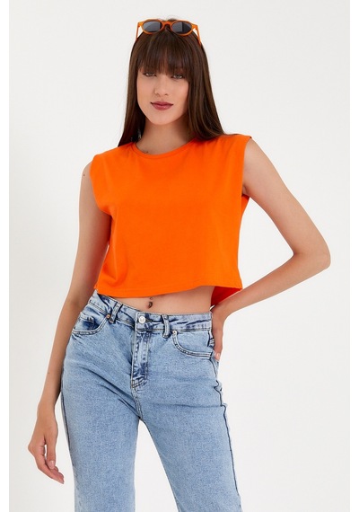 Kadın Regular Fit Crop Tişort Spr22tsk128 001