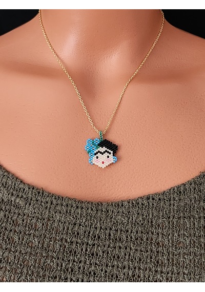 Harmel Jewelry Miyuki Mavi Frida Kolye Mavi