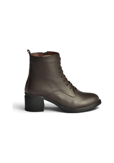 Fox Shoes Z555559203 Kahverengi Hakiki Deri Kalın Topuklu Postal Bot