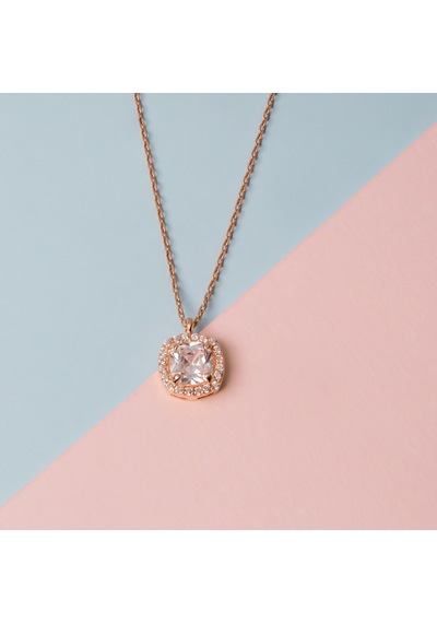 Kuyumcudukkani Beyaz Kare Kesim Taşlı Kolye-37345-r-w Rose Gold
