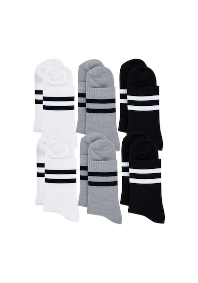 COJans Unisex Çizgili Bilek Çorap 6'lı %80 Pamuklu Dikişsiz Burun, Siyah Beyaz Gri Günlük Spor Çok Renkli COJans Unisex Çizgili Bilek Çorap 6'lı %80 Pamuklu Dikişsiz Burun, Siyah Beyaz Gri Günlük Spor Çok Renkli