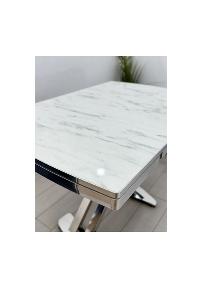 Venoxa Premium 80x120 / 80x180 Ölçülü Mdf Masa Tek Masadır Beyaz Mermer Beyaz Mermer