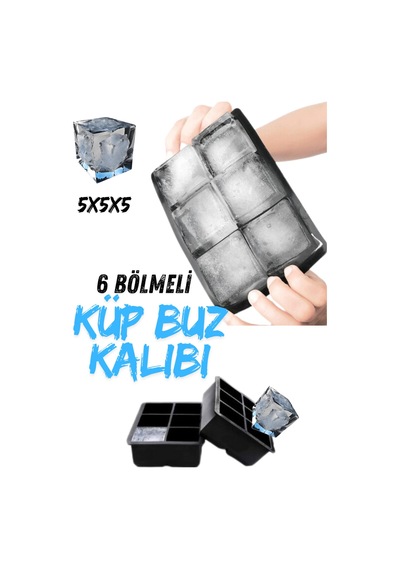 Pratik 6'lı Sililkon Kare Buz Kalıbı Silikon Diğer