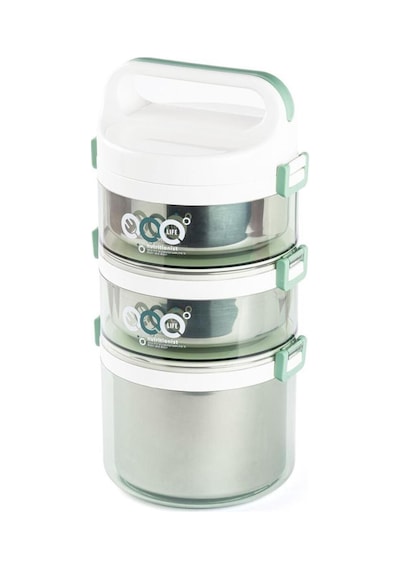 Tnt-8695835403830-food 1106-024-01-3 Katlı Metalik Renk Paslanmaz Çelik Yemek Taşıma Kabı 2.7l
