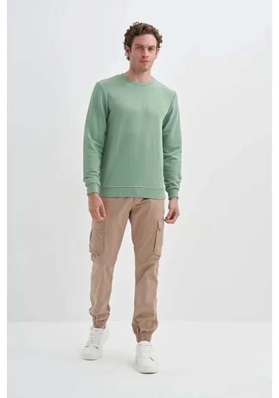Cazador Slim Fit Mevsimlik 3 İplik Pamuk Karışımlı Sweatshirt-56100 Yeşil