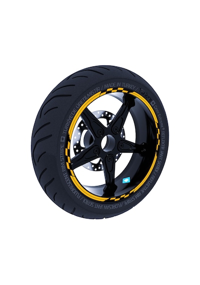 Moto GP Yarış Bayraklı Limon Sarısı Jant Şeridi Sticker Çınar Extreme