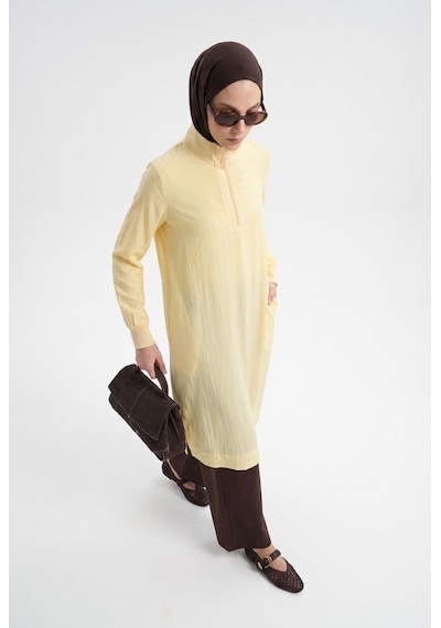 Armine Trend Yarım Fermuarlı Kolları Lastikli Çilek Kumaş Tunik Sarı 26yt462 Armine Trend Yarım Fermuarlı Kolları Lastikli Çilek Kumaş Tunik Sarı 26yt462