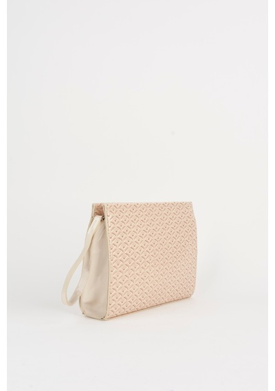 Vivaq Kadın Petunya Dokulu Krem Astarlı Suni Deri Bilek Askılı Portföy El Ve Clutch Çanta
